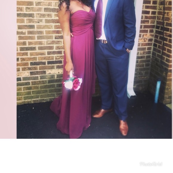 David’s bridal Strapless Chiffon Dress- Wine color - Picture 2 of 2